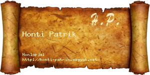 Honti Patrik névjegykártya